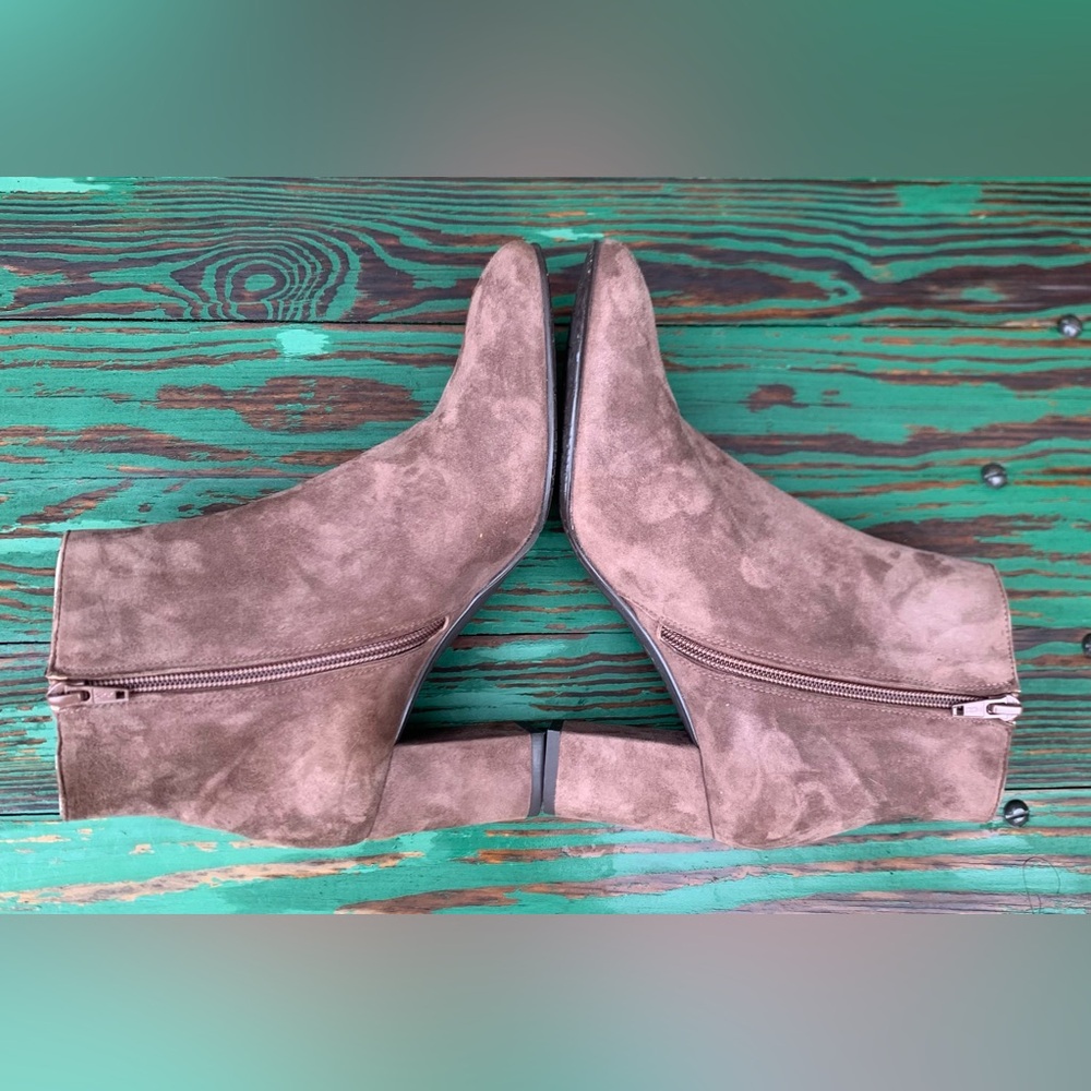 Brenda Zaro Womens Leather Suede Block Heel Tania Boots Size 7.5 US Tan Spain - Picture 8 of 16